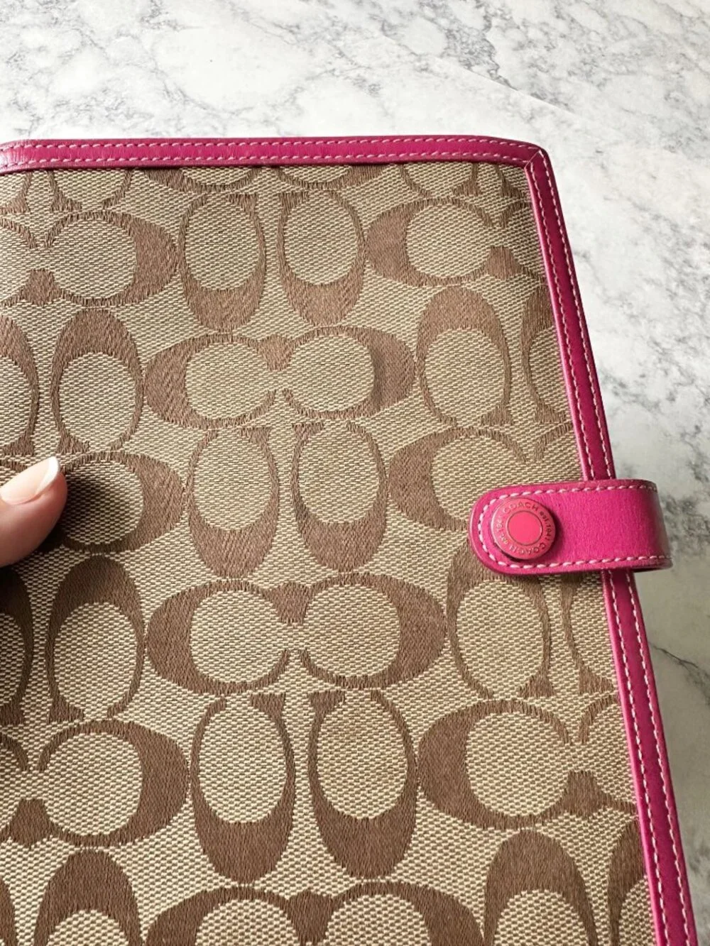 Coach Y2K Planner Agenda Notebook Signature Canvas Pink Trim